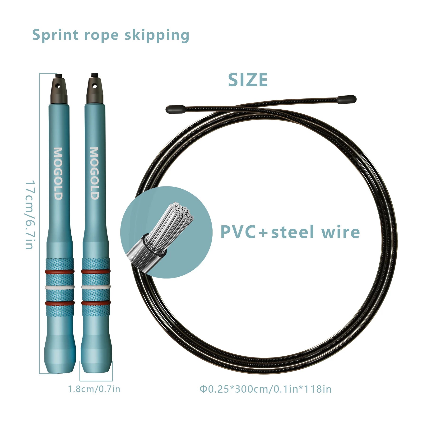 Corde à Sauter MOGOLD Pro – Câble Acier Rapide & Poignées Alu Confort