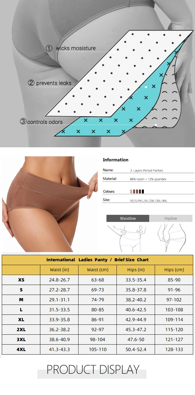 Culotte Menstruelle 3 Couches — Étanche, Respirante, Flux Abondant