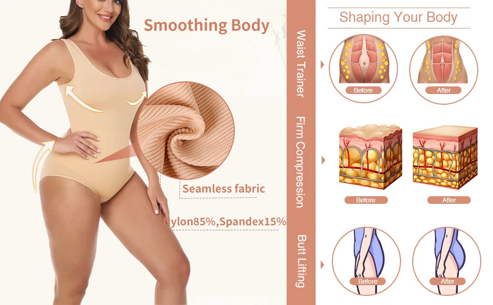 Body Gainant Invisible Décolleté U — Contrôle Ventre & Lift Fessier