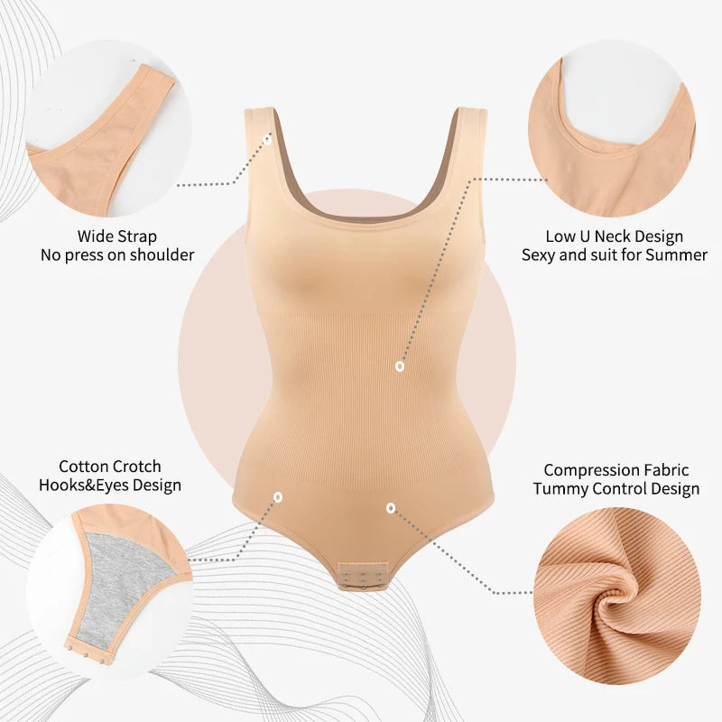 Body Gainant Invisible Décolleté U — Contrôle Ventre & Lift Fessier