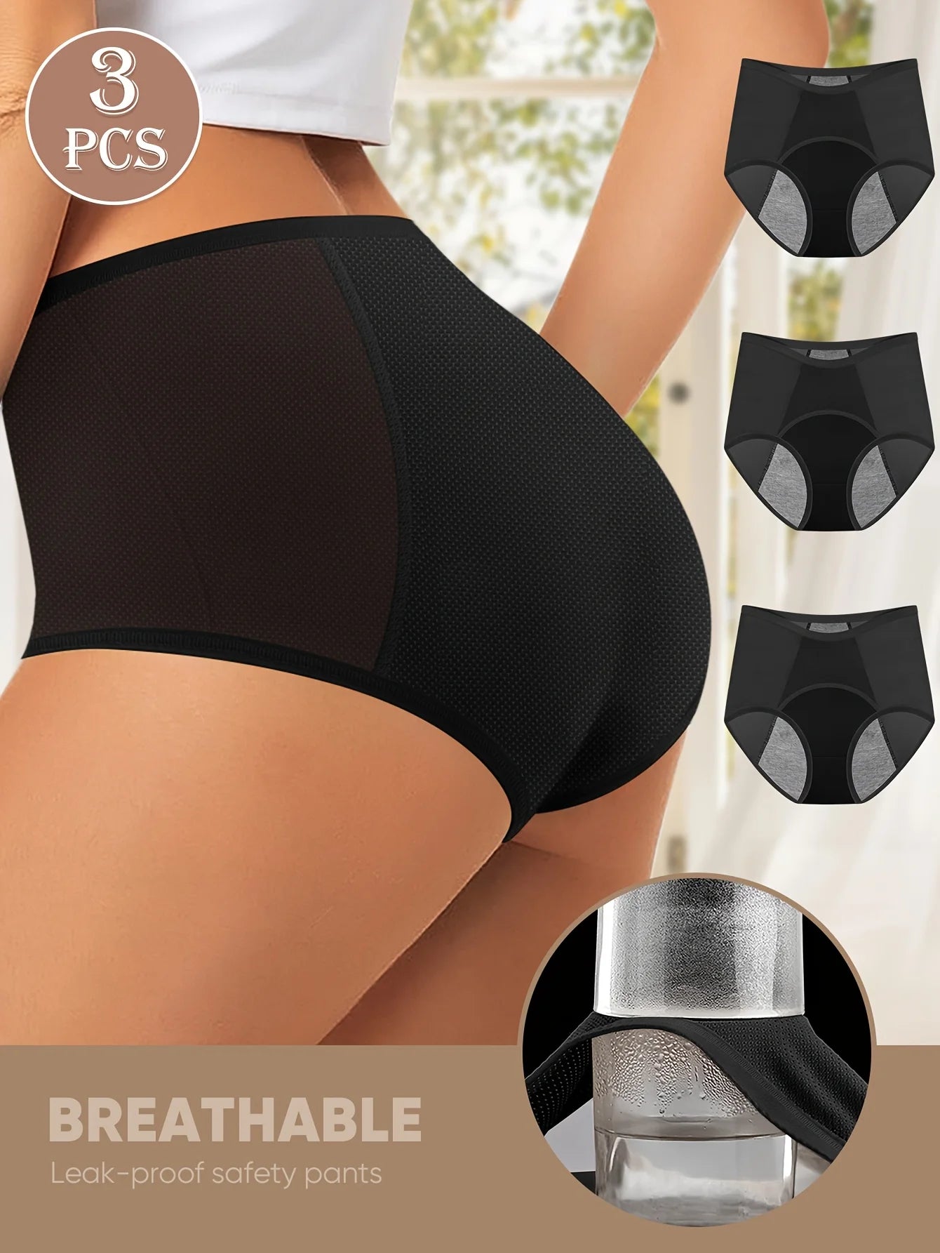 Culottes Menstruelles (Pack de 3) – Taille Haute, Anti-Fuite & Respirantes