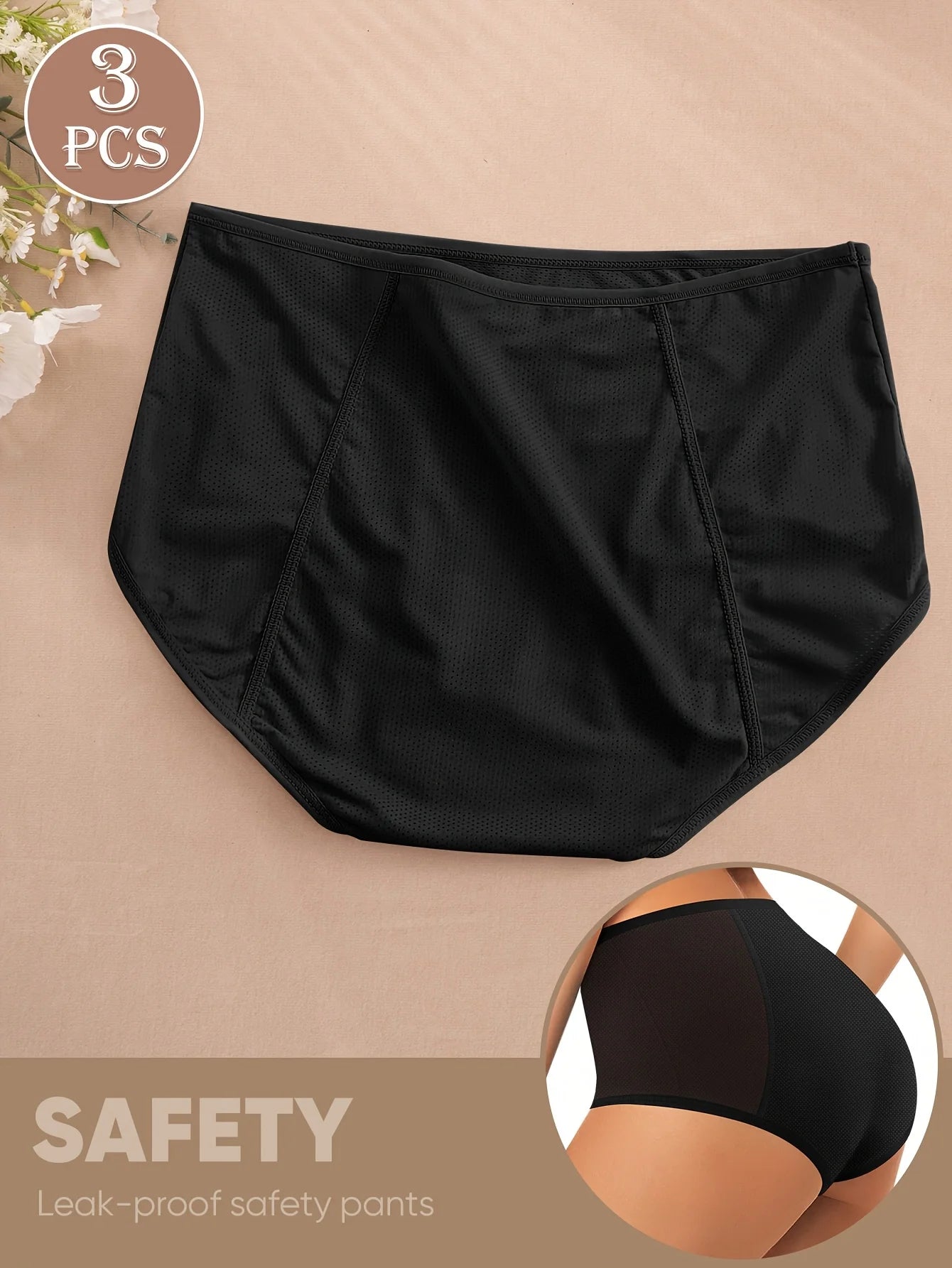Culottes Menstruelles (Pack de 3) – Taille Haute, Anti-Fuite & Respirantes